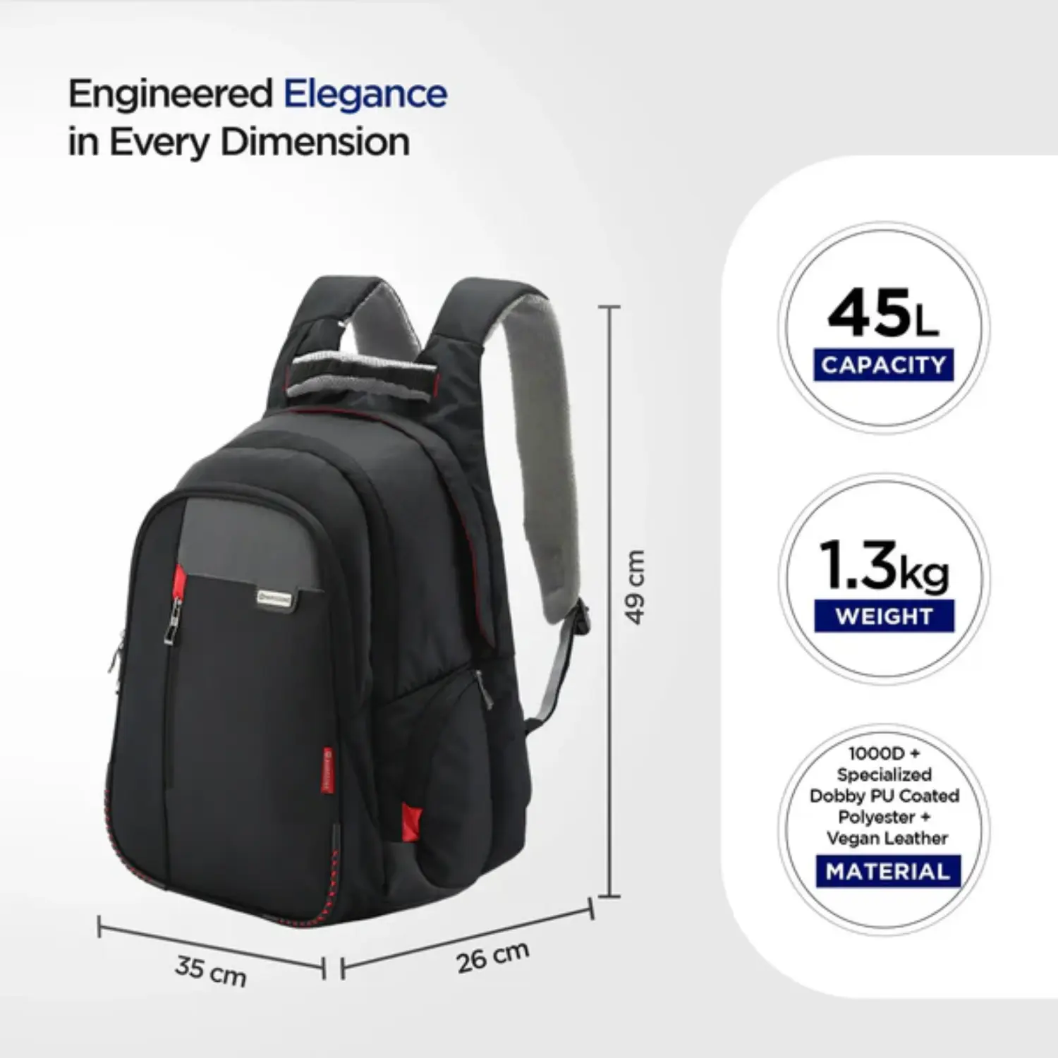 Harissons Sirius 45L Premium Laptop Backpack with Built-in Rain Cover - Image 2