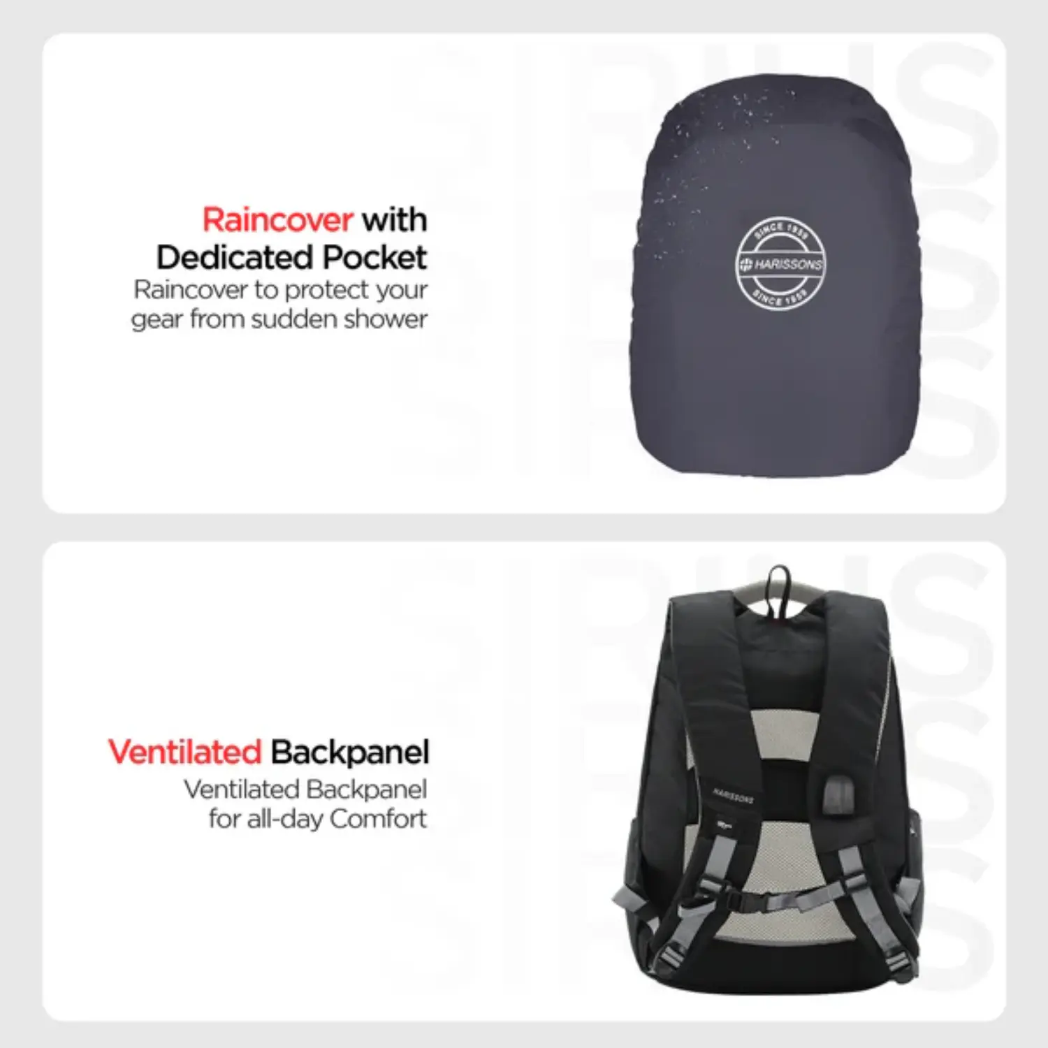 Harissons Sirius 45L Premium Laptop Backpack with Built-in Rain Cover - Image 5