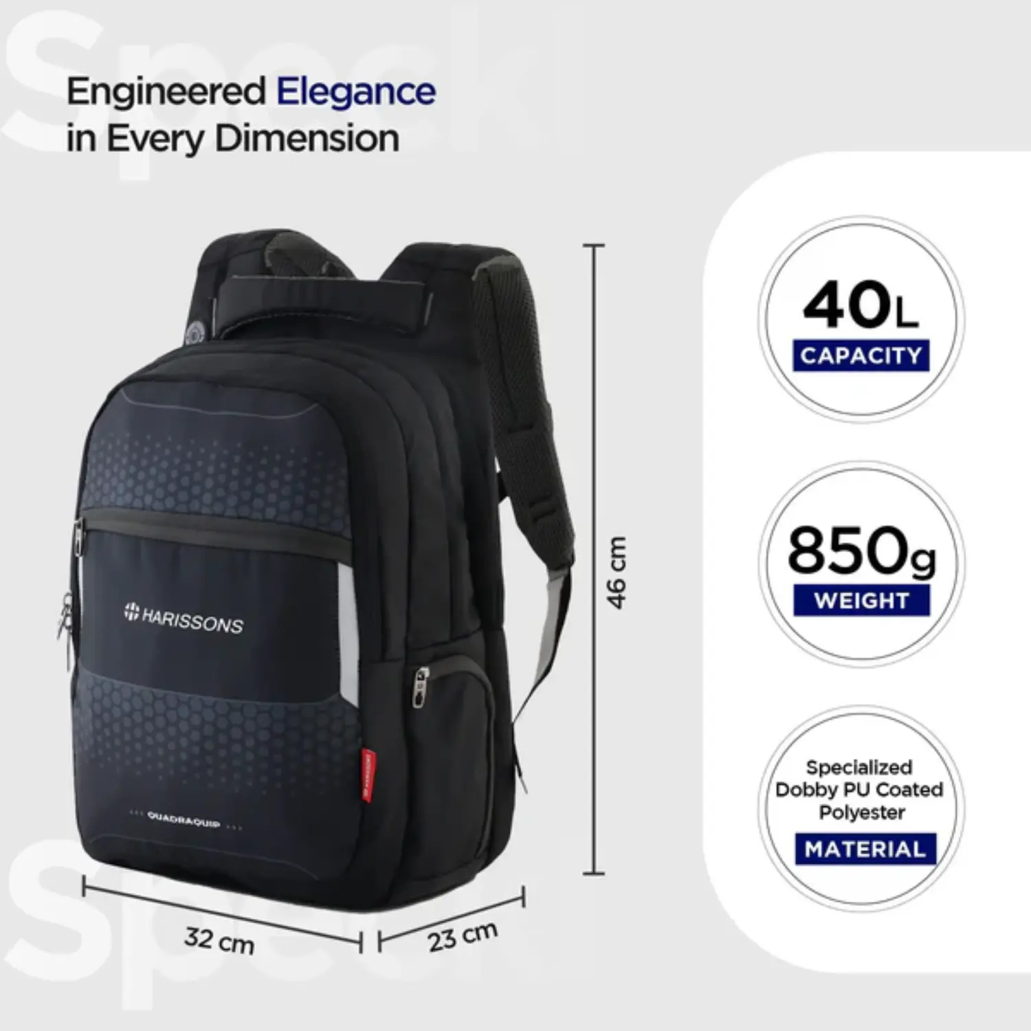 Harissons Speckle 40L Laptop Backpack with Free Rain Cover and Pouch - Image 2