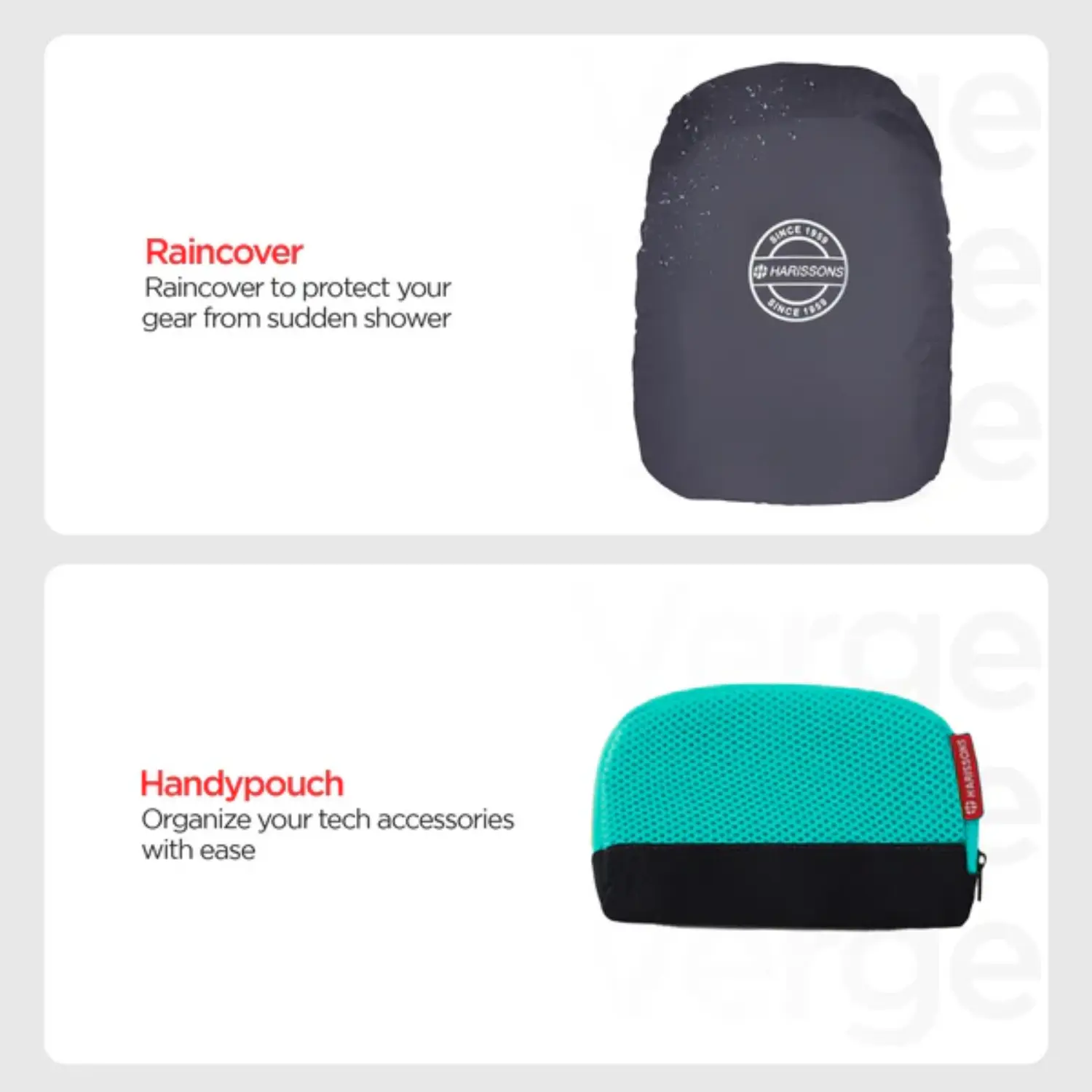 Harissons Verge 40L Travel Laptop Backpack with Free Rain Cover and Pouch - Image 3