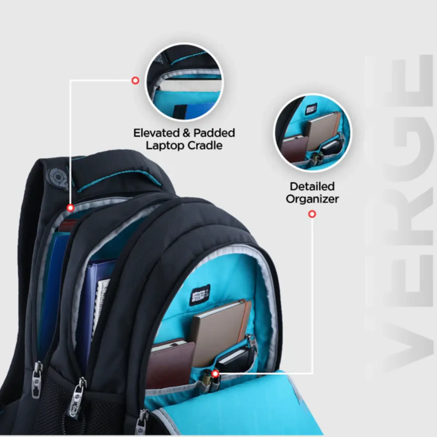 Harissons Verge 40L Travel Laptop Backpack with Free Rain Cover and Pouch - Image 2